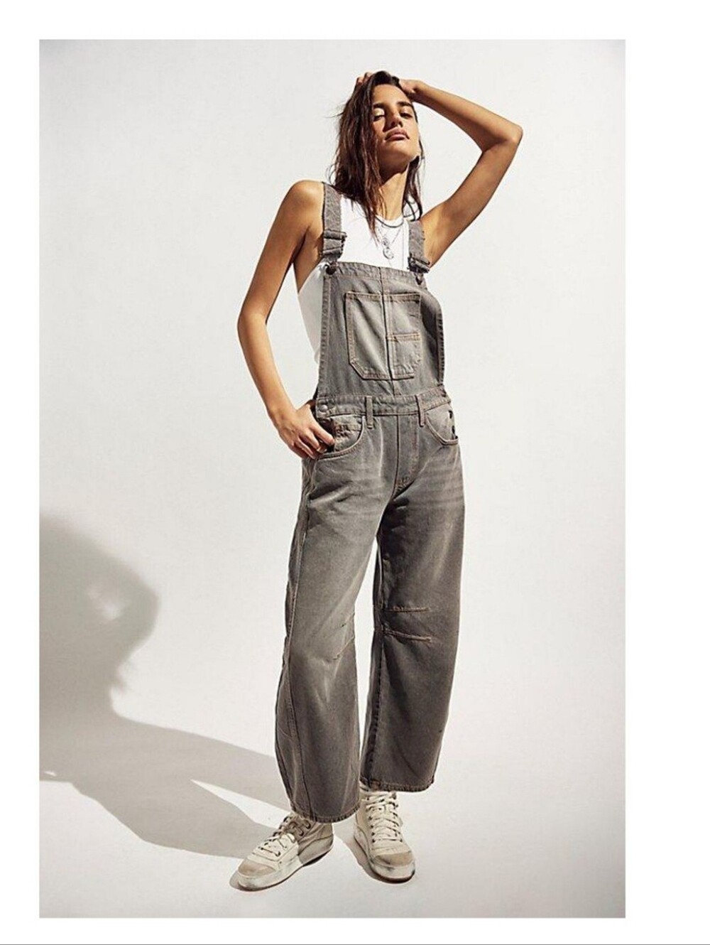 NWOT We The Free Good Luck Barrel Overalls in Archive Grey